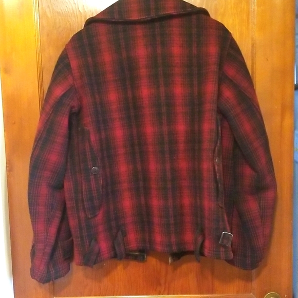1950s Woolrich Mackinaw Wool Hunting Coat Jacket Size 38 Red Tartan Plaid - Picture 9 of 12